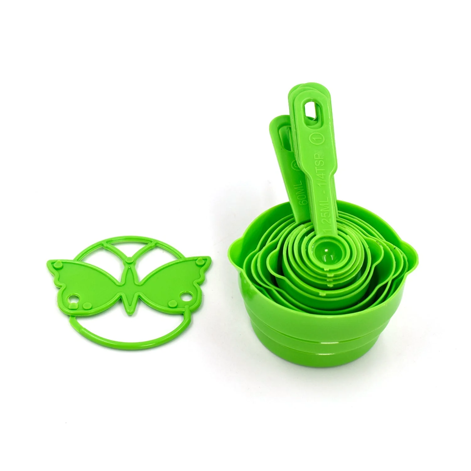 11 Pc Measuring Cup and Spoon Set - Green - Image 2