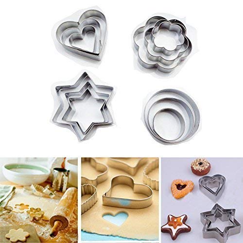 12 Pcs Stainless Steel Cookie Cutter - Heart, Round, Star and Flower Shapes - Image 5