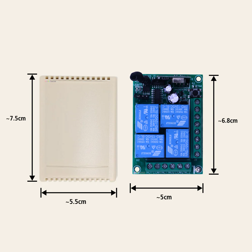 12VDC 433MHz 4-Channel RF Receiver Module with Protective Casing - Image 5