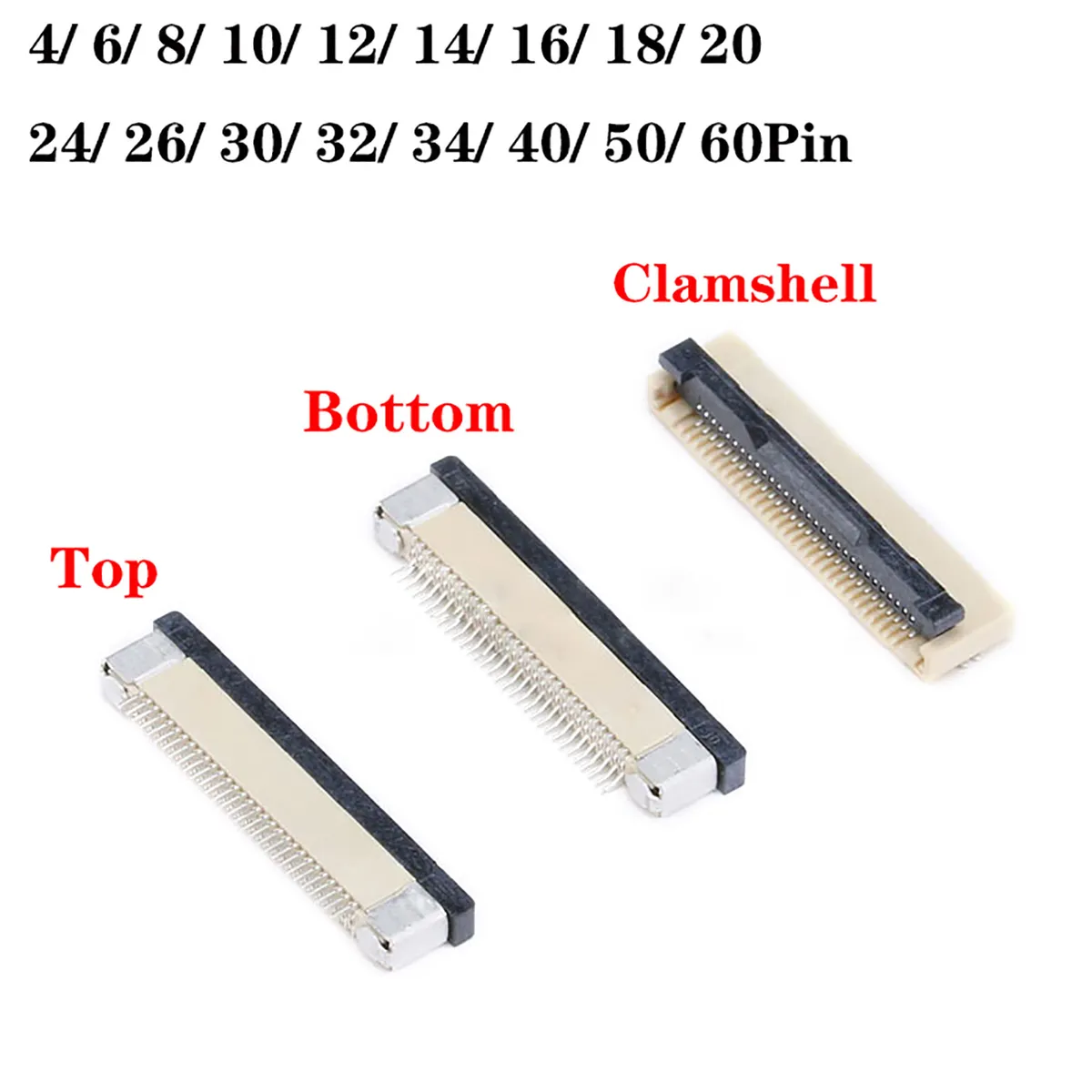 1mm FPC FFC SMT Bottom Contacts Flip Clamshell Connector - Image 3