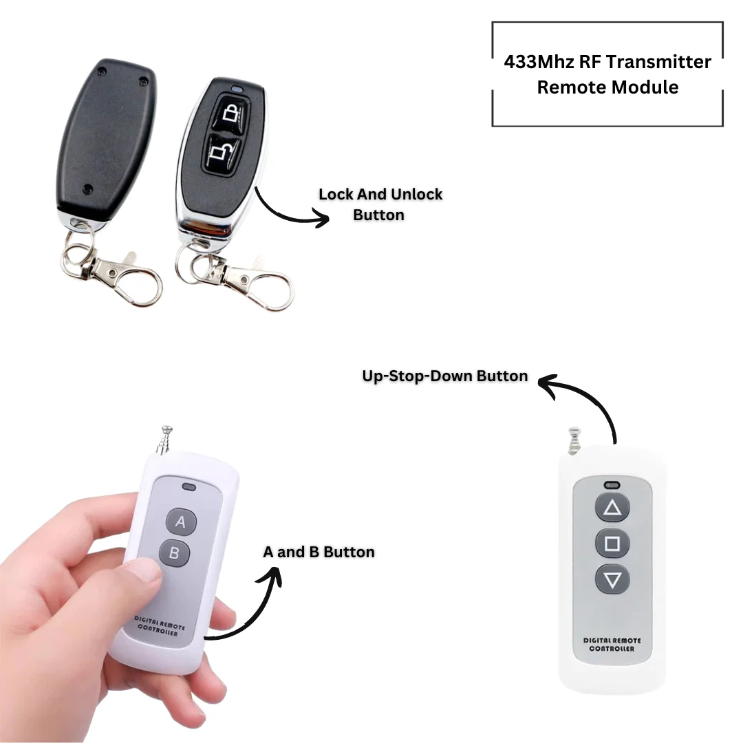 433-Mhz 2 Channel RF Transmitter Remote Module