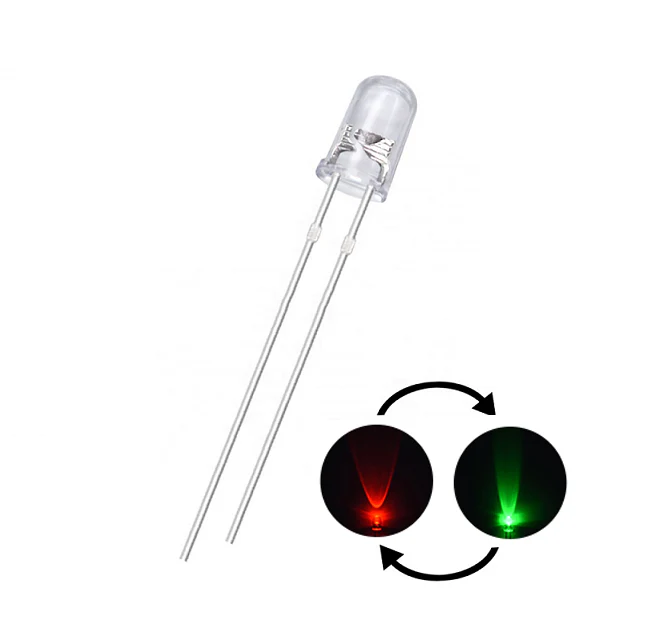 2-Pin DIP Bicolor/Tricolor LED Round-Top (Auto Flashing) - Image 3