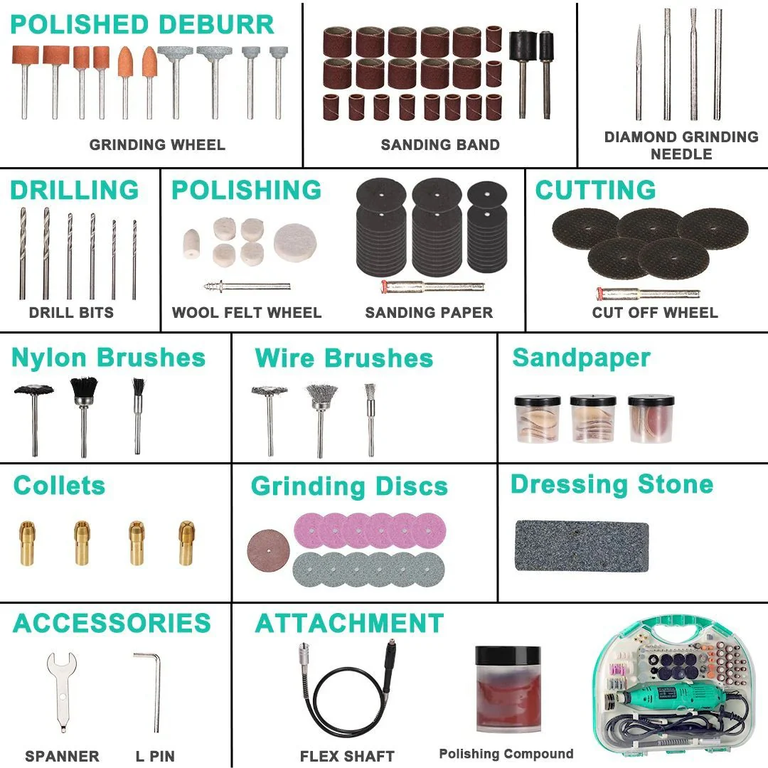 211-Pieces Multifunctional Mini Rotary Die Grinder Kit - Image 6