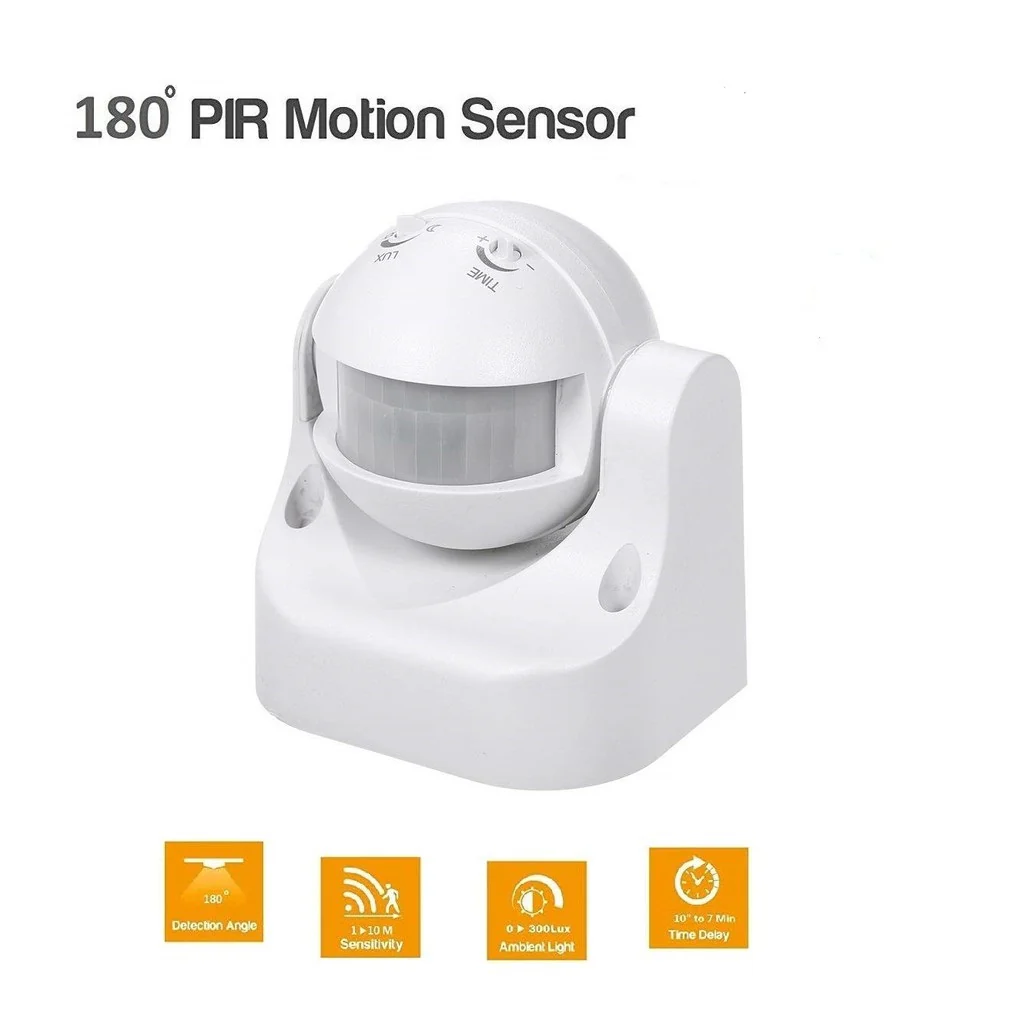 220VAC 180 Degree Wall Mounted PIR Motion Sensor With Adjustable Light Sensitivity and Time Delay - Image 3