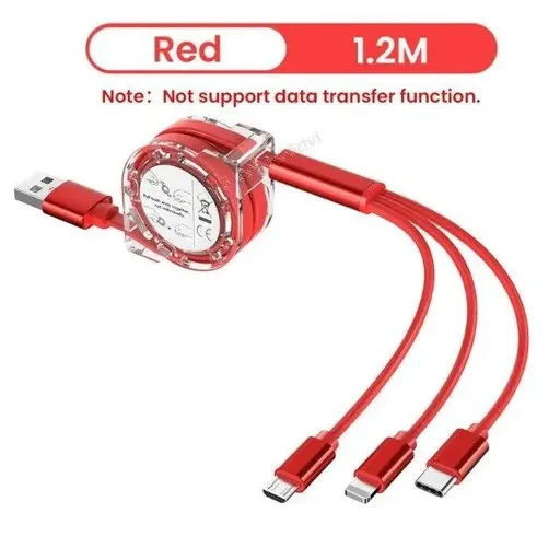 3 in 1 Multi USB Retractable Charging Cable (Type-C Lightning & Micro) - Image 4