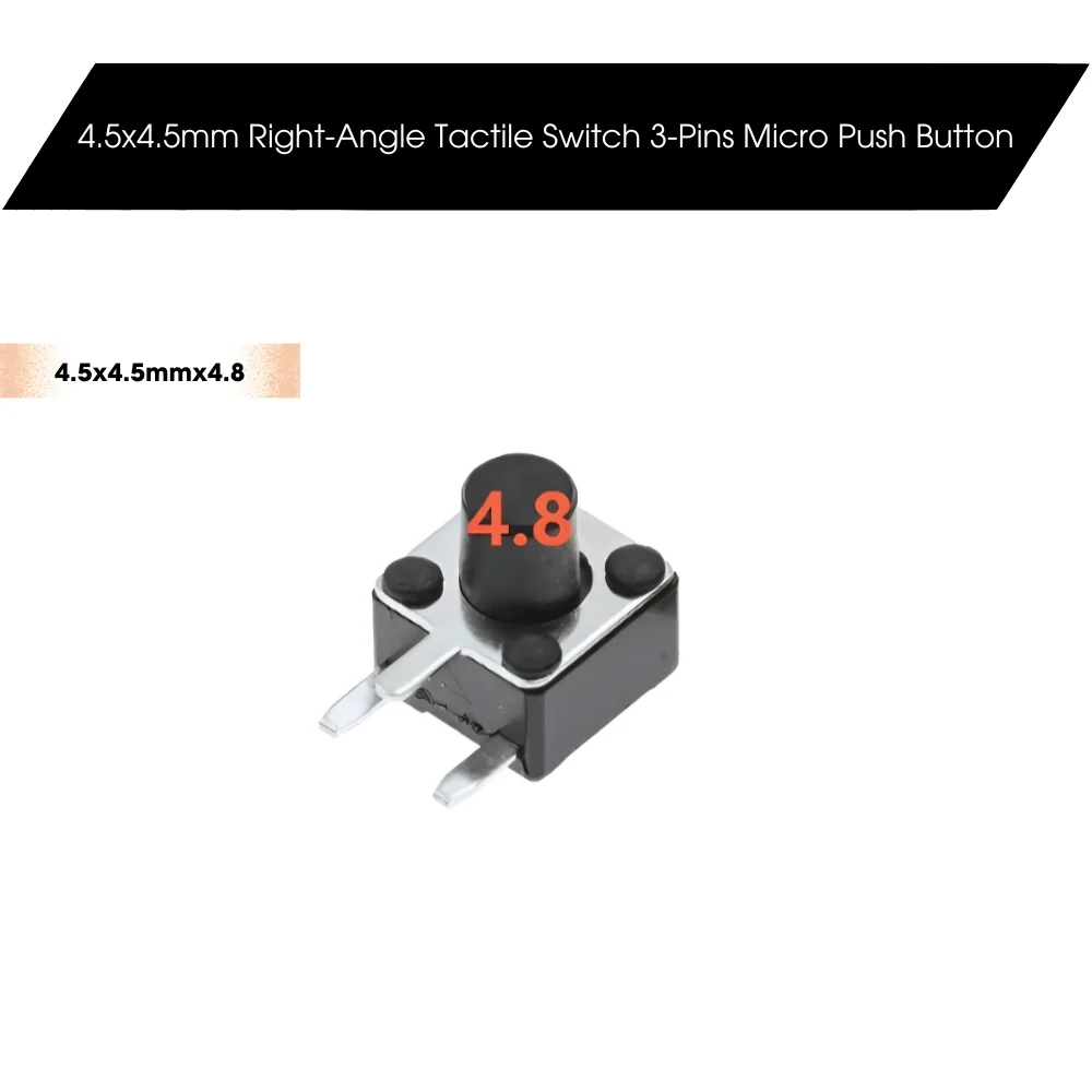4.5x4.5mm Dip Right-Angle Tactile Switch 3-Pins Micro Push Button - Image 7