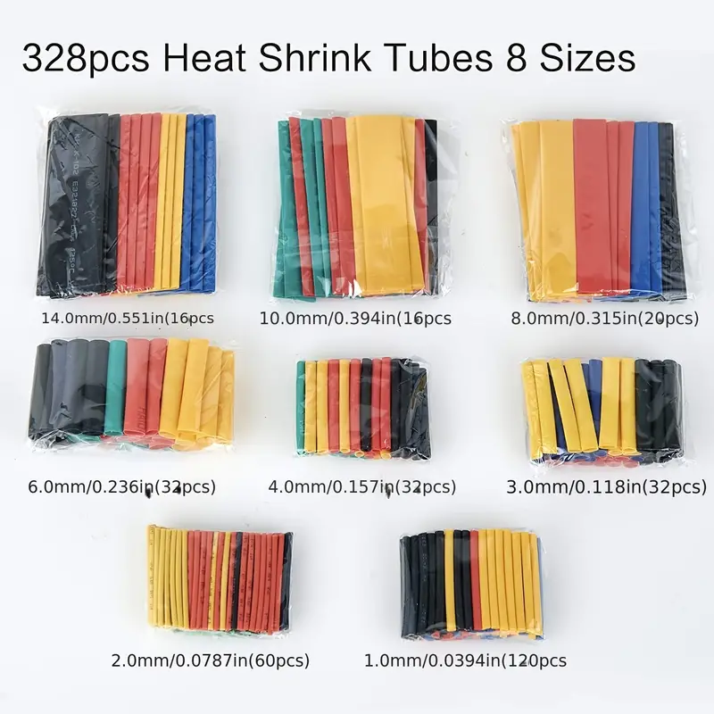 328pcs Heat Shrinkable Tube Kit, Ratio 2:1 Heat Wrapping Steel Wire Cable Insulation Sleeve Set - Image 3