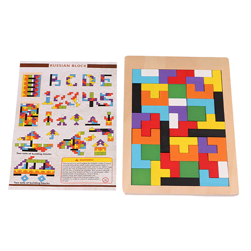 40Pcs Wooden Russian Blocks Puzzles for Kids - Image 4