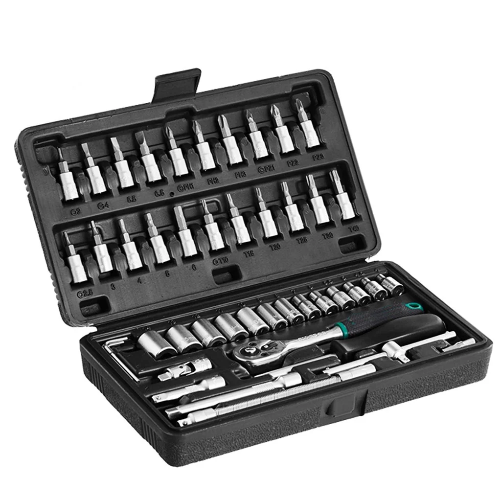 46pcs Socket Combination Set 1/4 Inch DIY Repair Tool Kit - Image 2