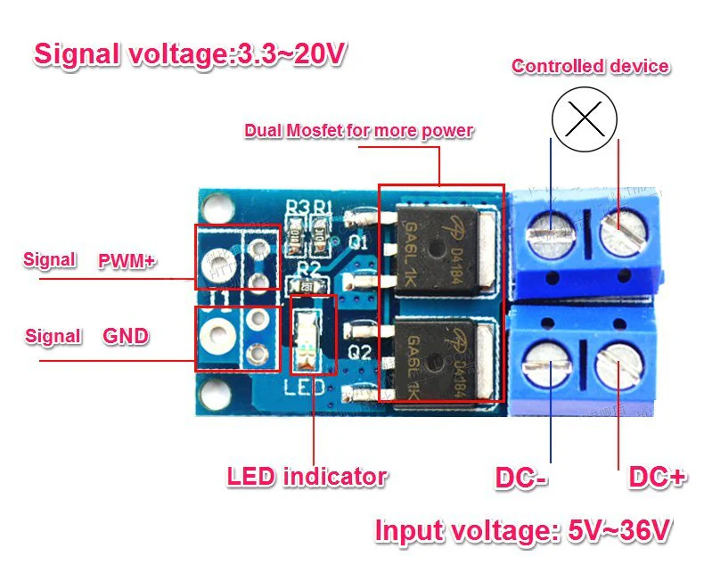 5-36v Switch Drive High-power MOSFET Trigger Module - Image 6