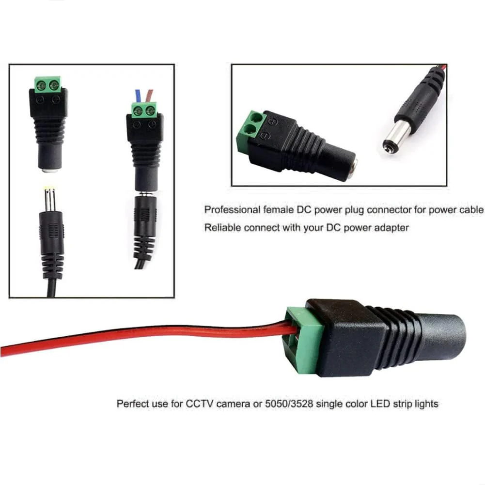 [Type 2] 5.5x2.1mm DC Power Jack Plug with 2-Pin Screw Terminal For CCTV Camera - Image 8