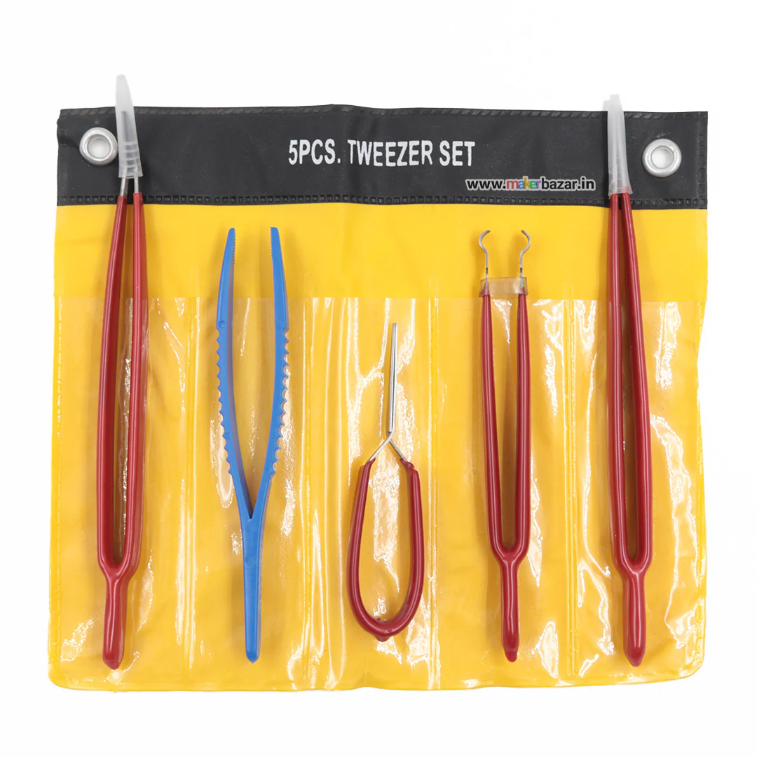5pcs Steel Tweezers with Insulated Handle for Gadget Repair, Craft & Arts, Hobby DIY - Image 2