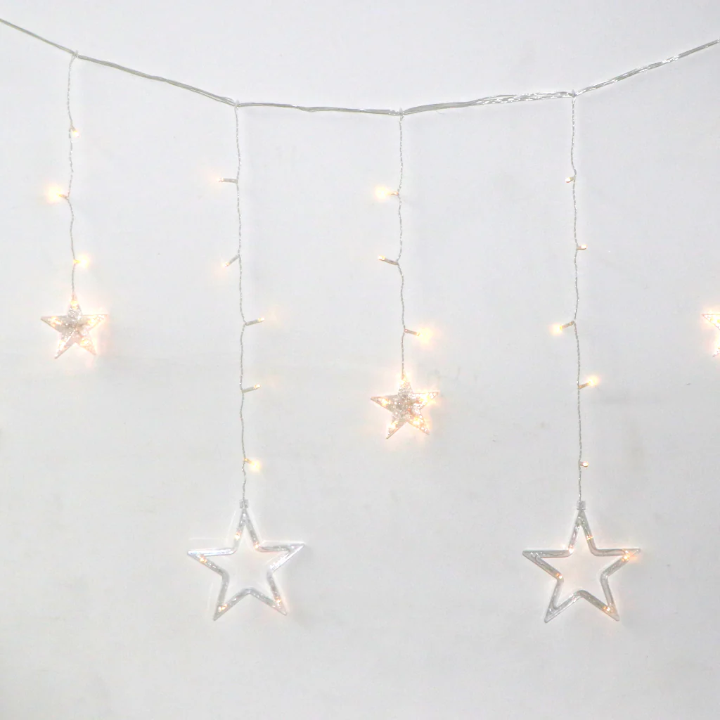 6+6 Warm White Star LED Curtain Lights - Image 8