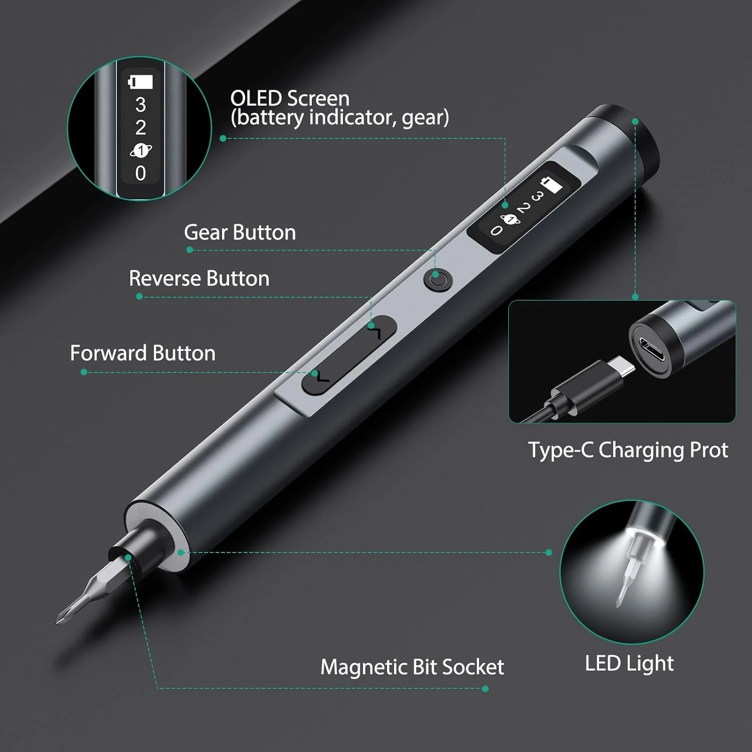 62-in-1 Rechargeable Cordless Mini Electric Screwdriver Set With 3 Adjustable Gears - Image 8