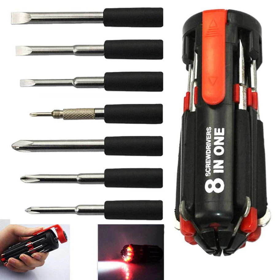 8 in 1 Multi-Function Mini Screwdriver Kit with LED Portable Torch - Image 3