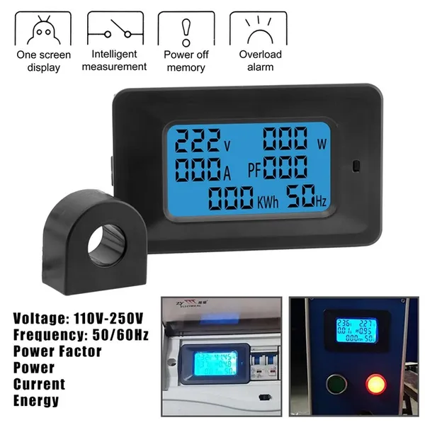 AC 20KW 110-250V 100A Digital Power Energy Voltmeter Ammeter Frequency Meter - Image 7