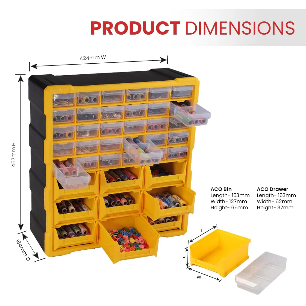 Alkon: ACO-9B30D Component Organizer Box with 9-Bins & 30-Drawers - Image 14