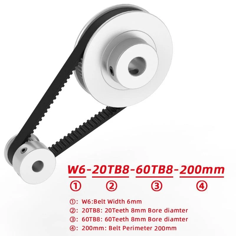 Aluminum GT2 Timing Pulley Set with Belt - Image 2
