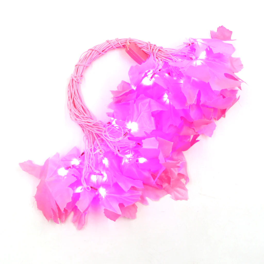Big Pink Maple Leaf 38 LED String Fairy Lights - Image 7