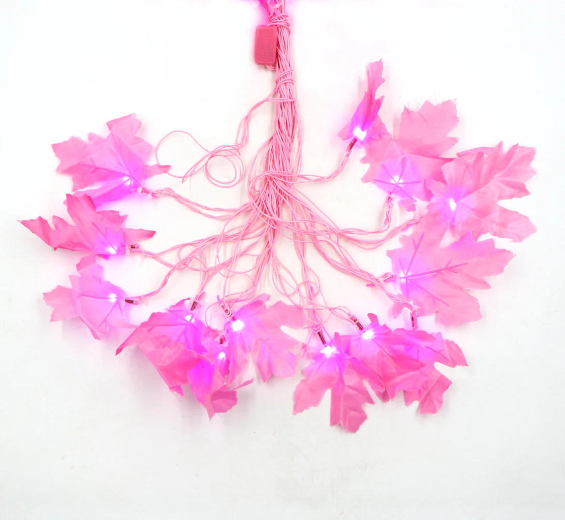 Big Pink Maple Leaf 38 LED String Fairy Lights - Image 9
