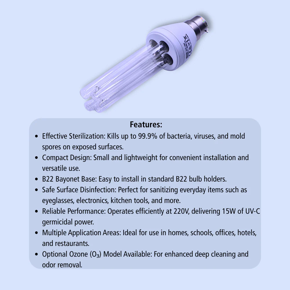 UVC Germicidal Light 220VAC Sterilization UV Lamp Tube - Image 2