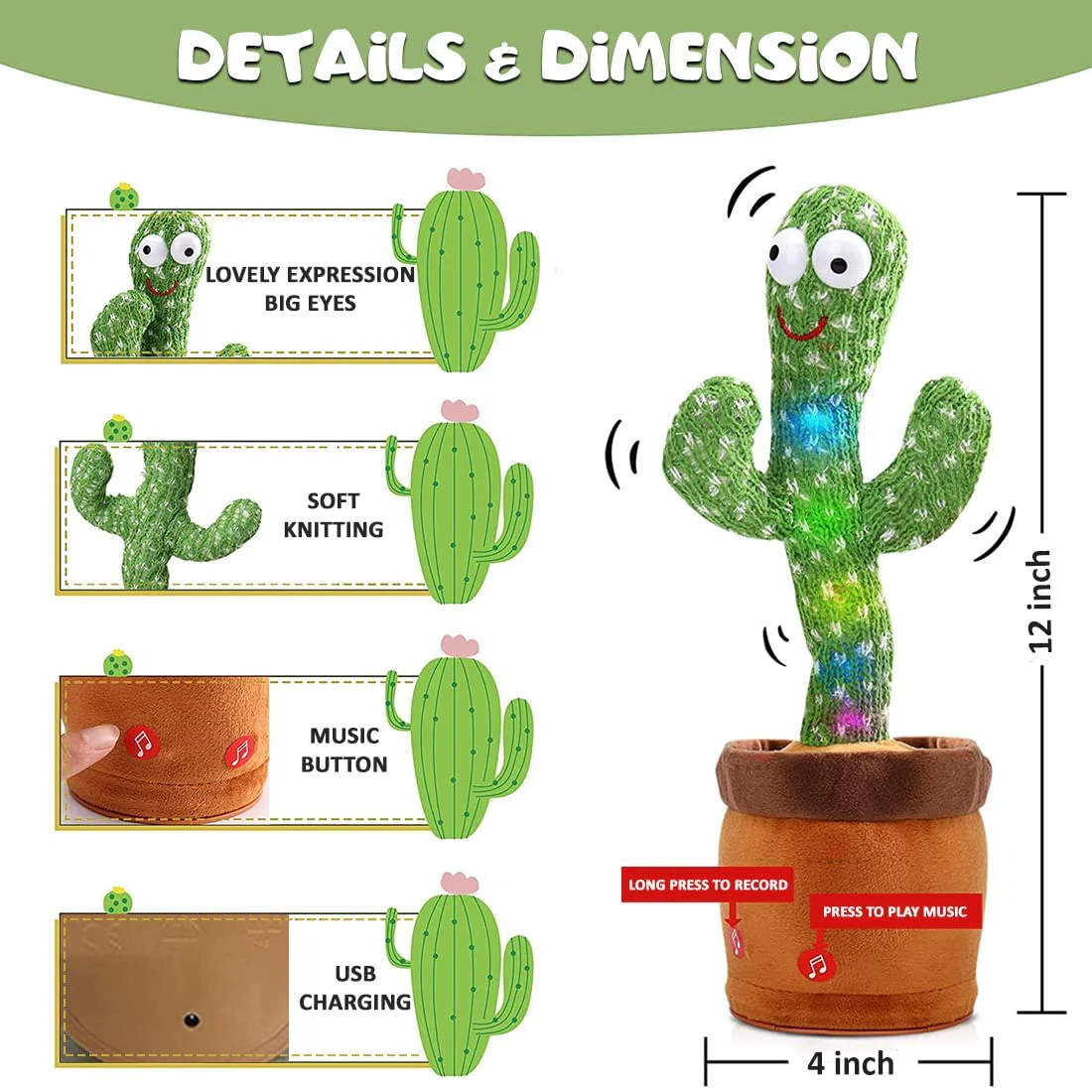 Dancing Cactus Talking Tree Toy (Rechargeable Battery) - Image 2