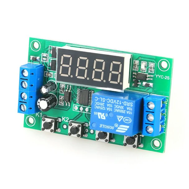 DC 12V 5A YYC-2S Adjustable 4 Digit LED Delay Relay Module Timer Control Switch Board (Green) - Image 8