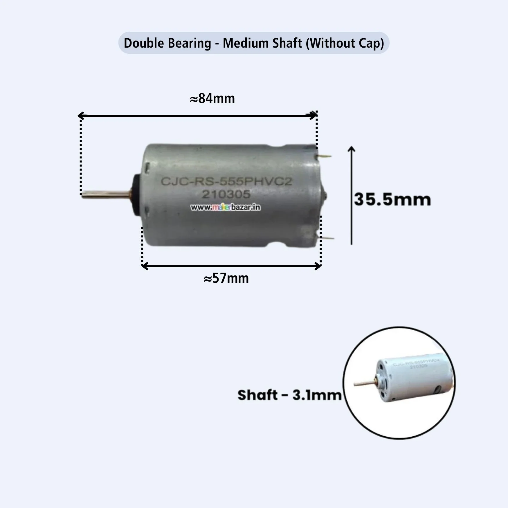 DC 12V RS-555 Motor [Bearing-Type] - Image 5