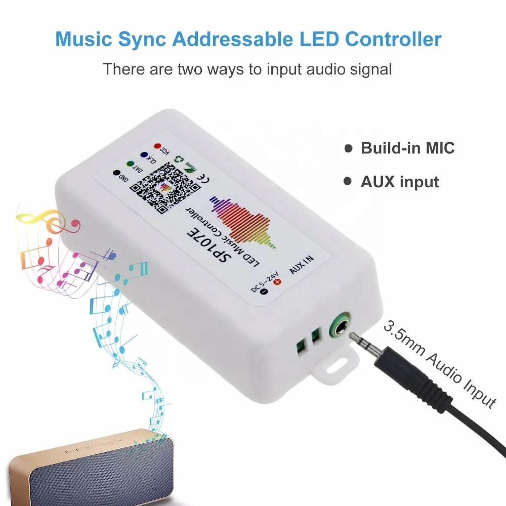 DC5-24V WiFi/Bluetooth SPI Music Spectrum Controller For Addressable WS2812B SK6812 LED Strip Lights - Image 3