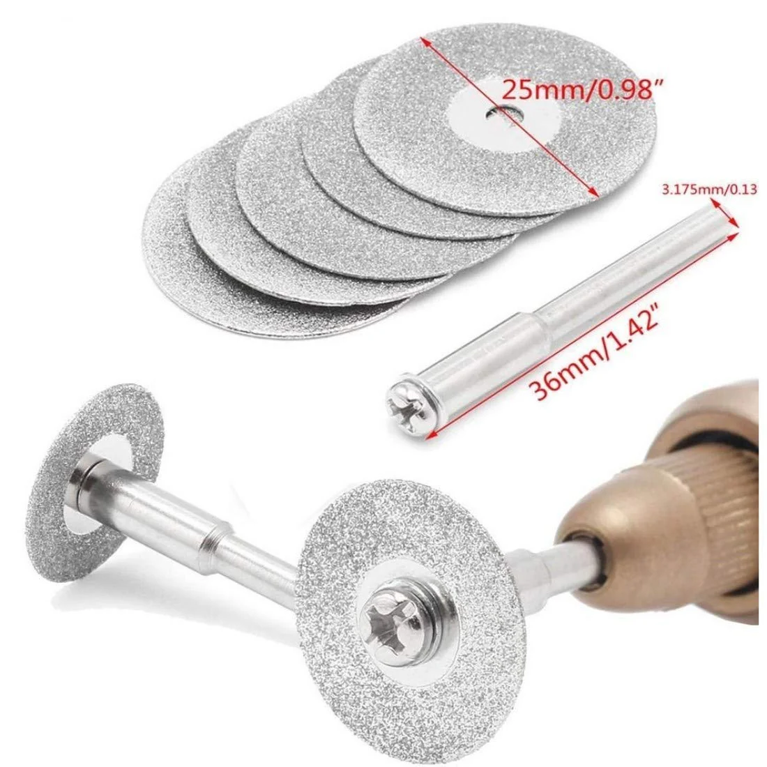 10pcs Diamond Cutting Discs Saw Blade with 2pcs 3mm Diameter Fixed Rod for Cutting Glass Metal - Image 3