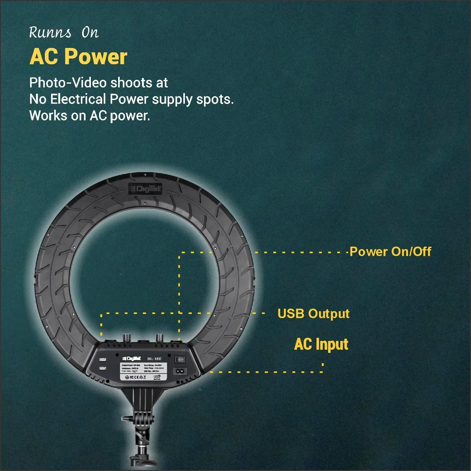 Digitek: DRL 18 RTC9 LED Ring Light with Remote - Image 2