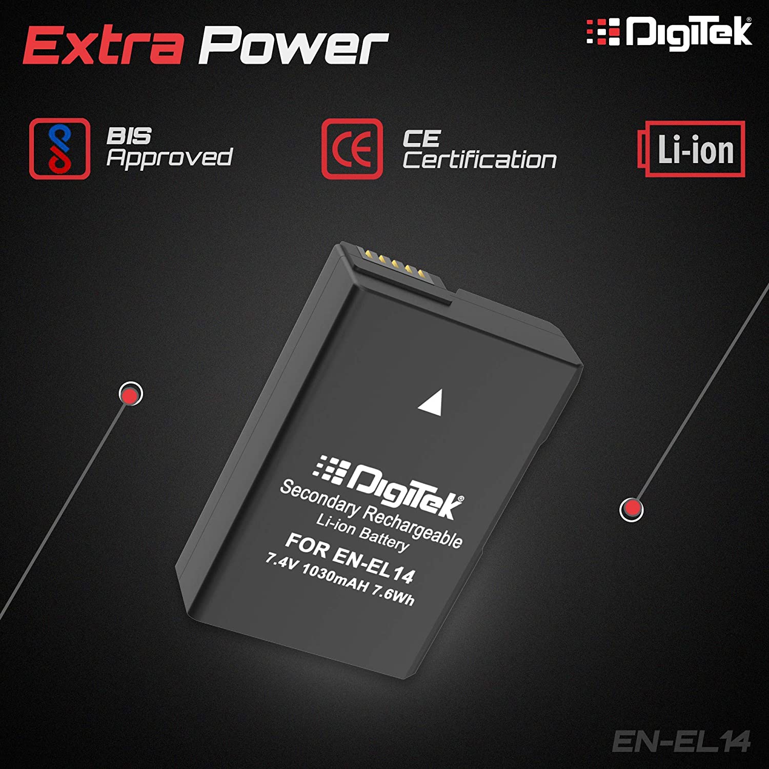 Digitek ENEL 14 Rechargeable Battery for DSLR - Image 5