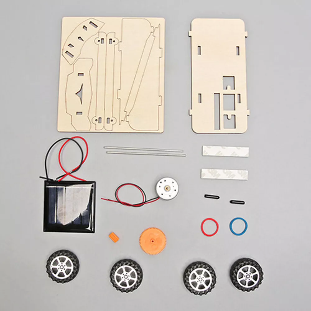 Wooden DIY Solar Panel Car Learning Toy Science Kit - Image 3