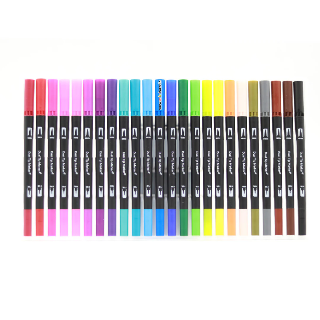 24 Colors Shades of Dual Tip Brush and Pen Combination Set - Image 7
