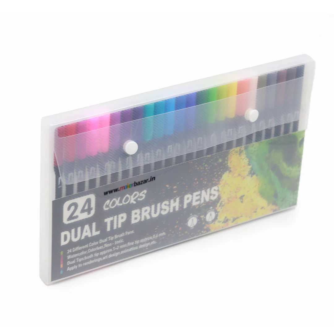 24 Colors Shades of Dual Tip Brush and Pen Combination Set - Image 9