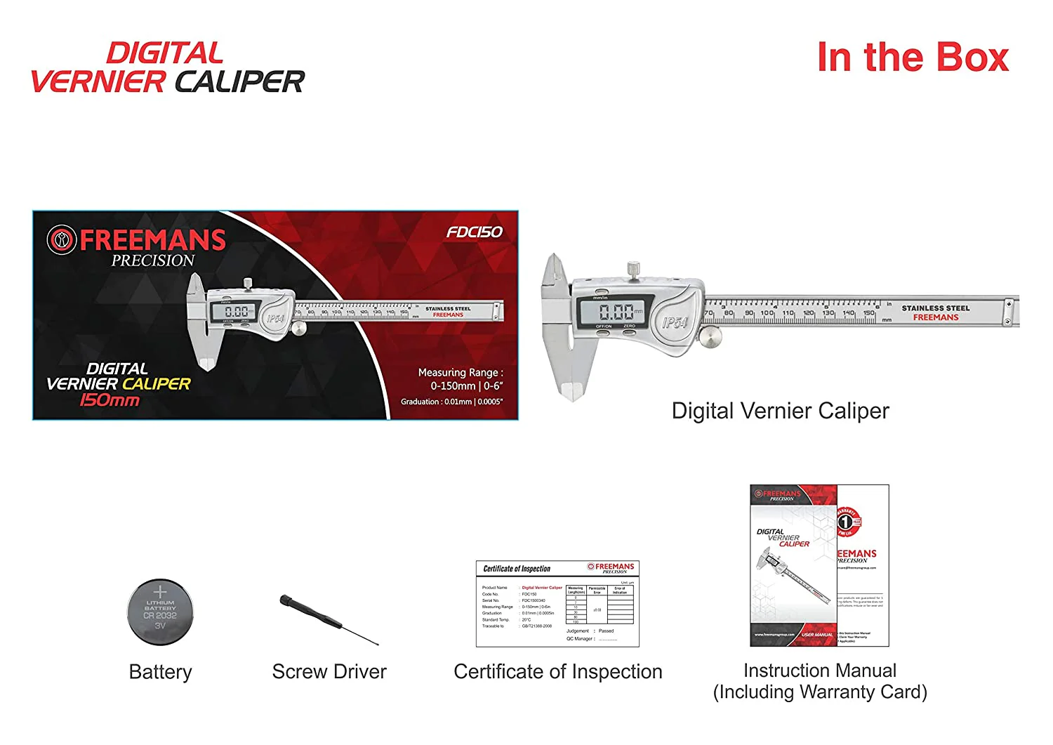 Freemans: FDC150 Digital Vernier Caliper Stainless Steel 150mm/6Inch with Rectangular Case - Image 3