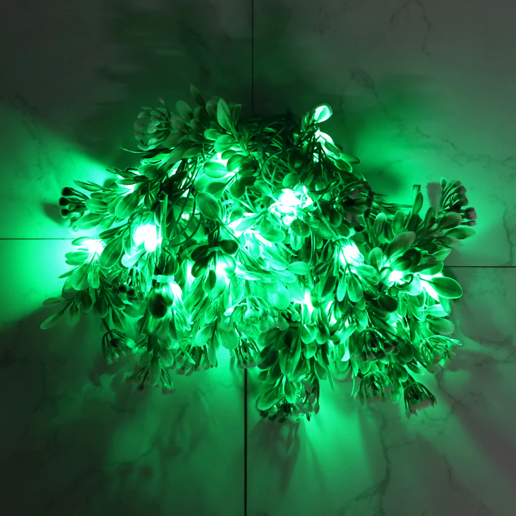 Green Leaves with White Tip 24 LED String Fairy Lights - Image 6