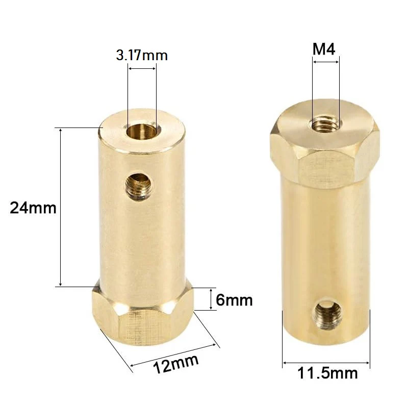 Hexagonal Brass Shaft Coupling for Robot Smart Car Motor Wheel - Image 16