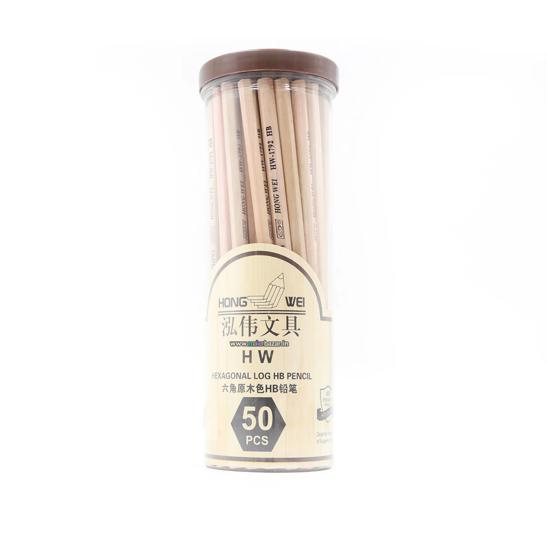 HB Pencil - 50 PCS Bucket Packed Natural Wooden Hexagonal Pencils