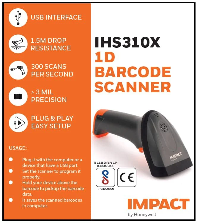 Honeywell IHS-310X 1D Handheld Barcode Scanner - Image 2