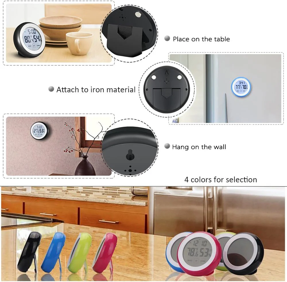 High Precision Large Screen Electronic Indoor Temperature, Humidity Thermometer with Clock Alarm - Image 4