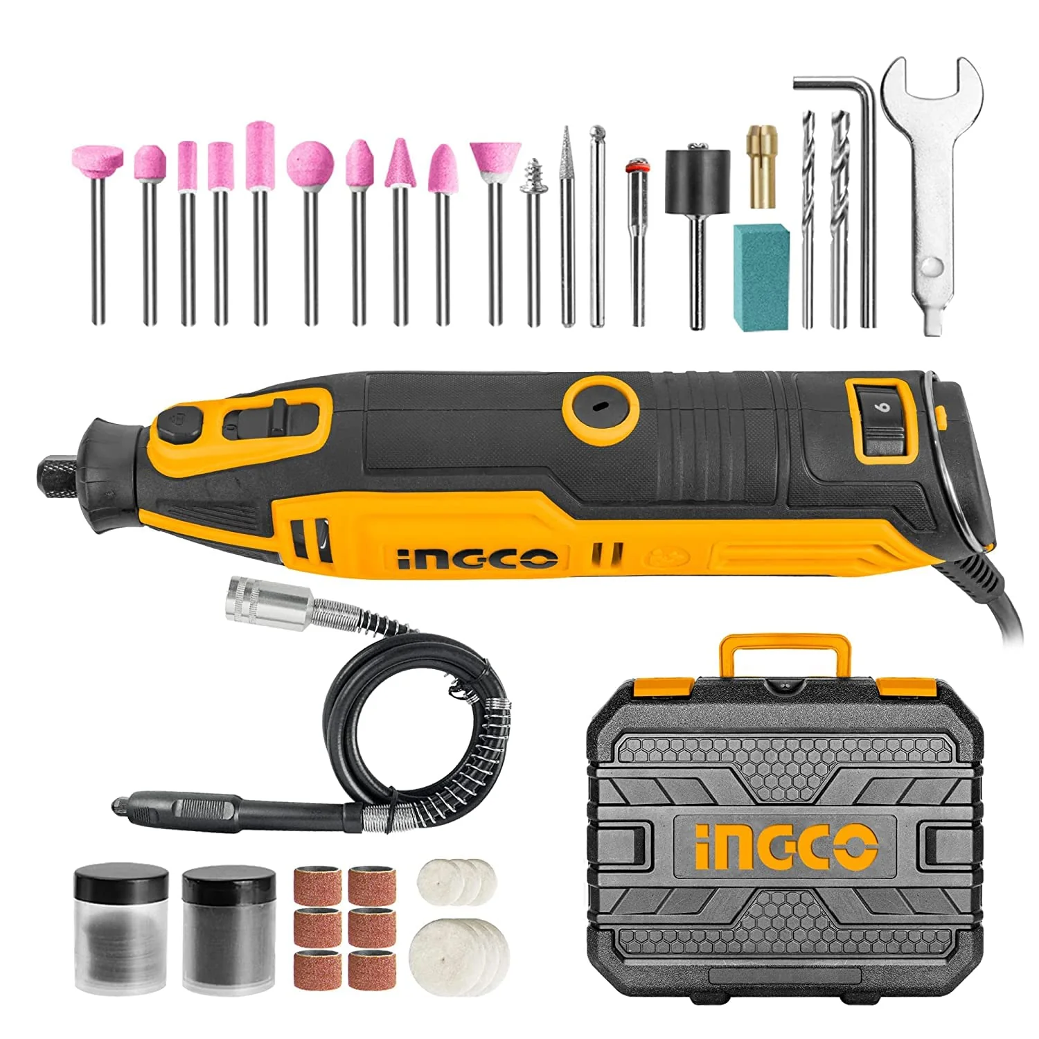 Ingco MG13328 130W Mini Die Grinder 109-in-1 Wood Carving Rotary Tool Kit