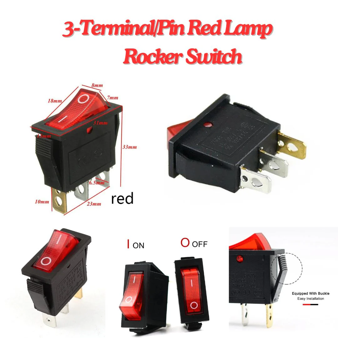 KCD3 16A 250V SPST ON-OFF 3 Leg Rocker Switch - Image 5