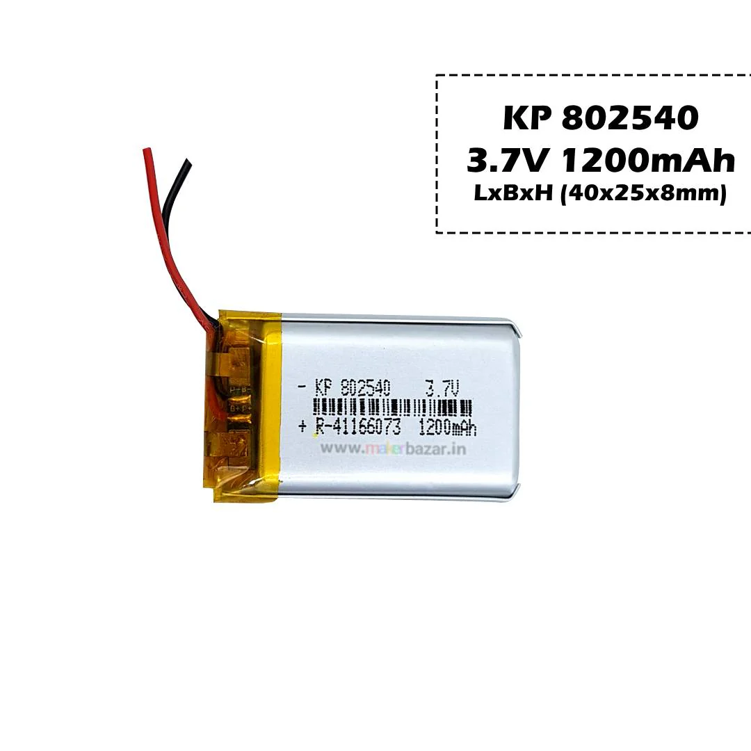 KP: 3.7V 1200mAh Lipo Battery - Single Cell Lithium Polymer Battery - Image 3