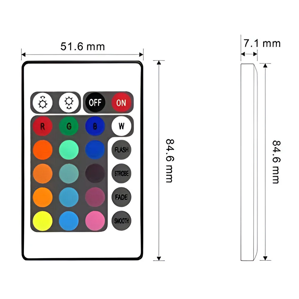 05-24VDC 2835 5050 RGB LED Strip Mini 24-Keys Remote Controller with DC Jack - Image 2