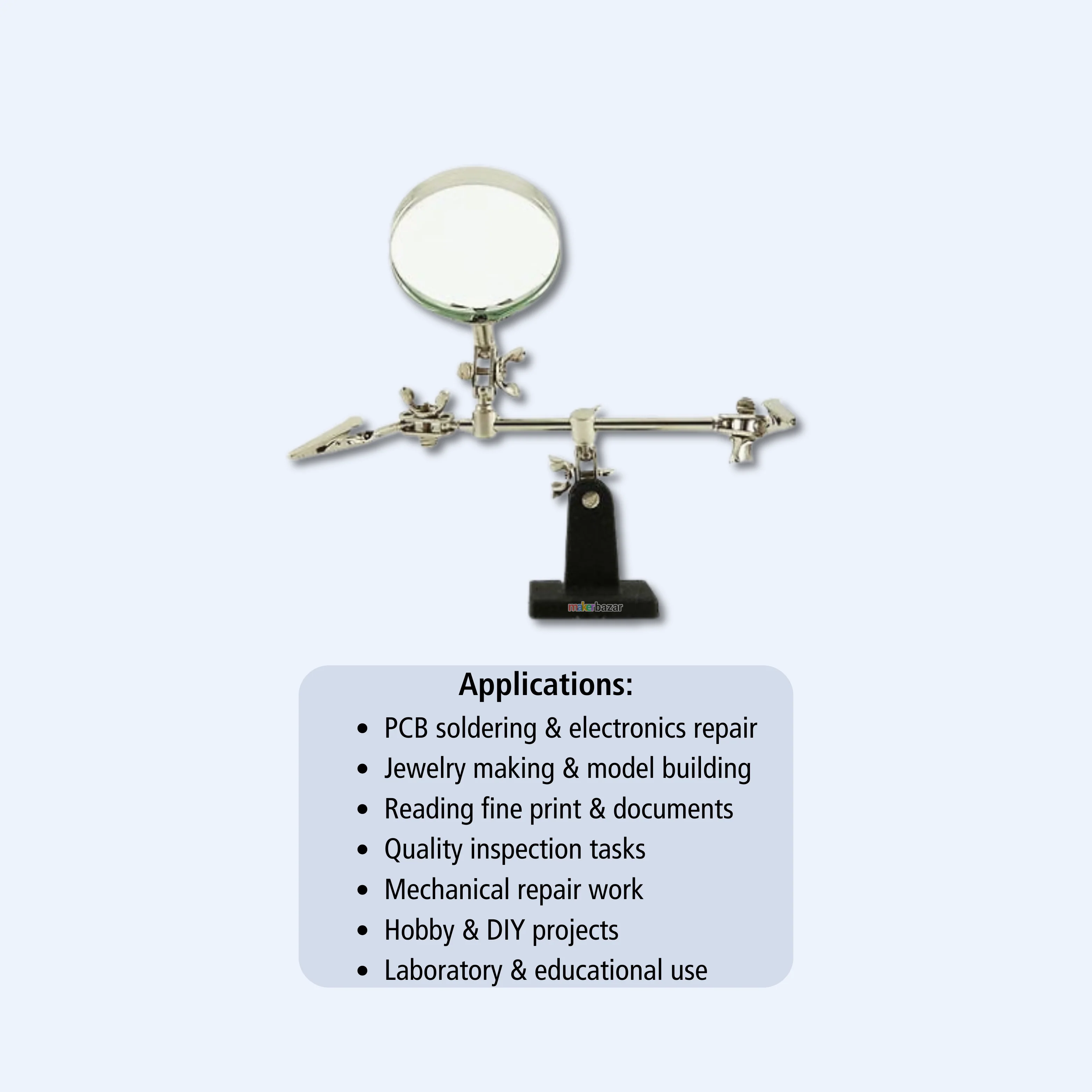 Helping Hands Magnifier Stand with Dual Adjustable Alligator Clips - Image 4