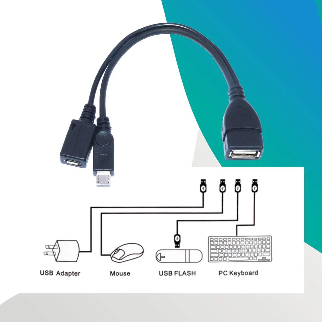 Micro USB Male to 2.0 Female Host OTG Cable with Adapter and Power Y Splitter - Image 5