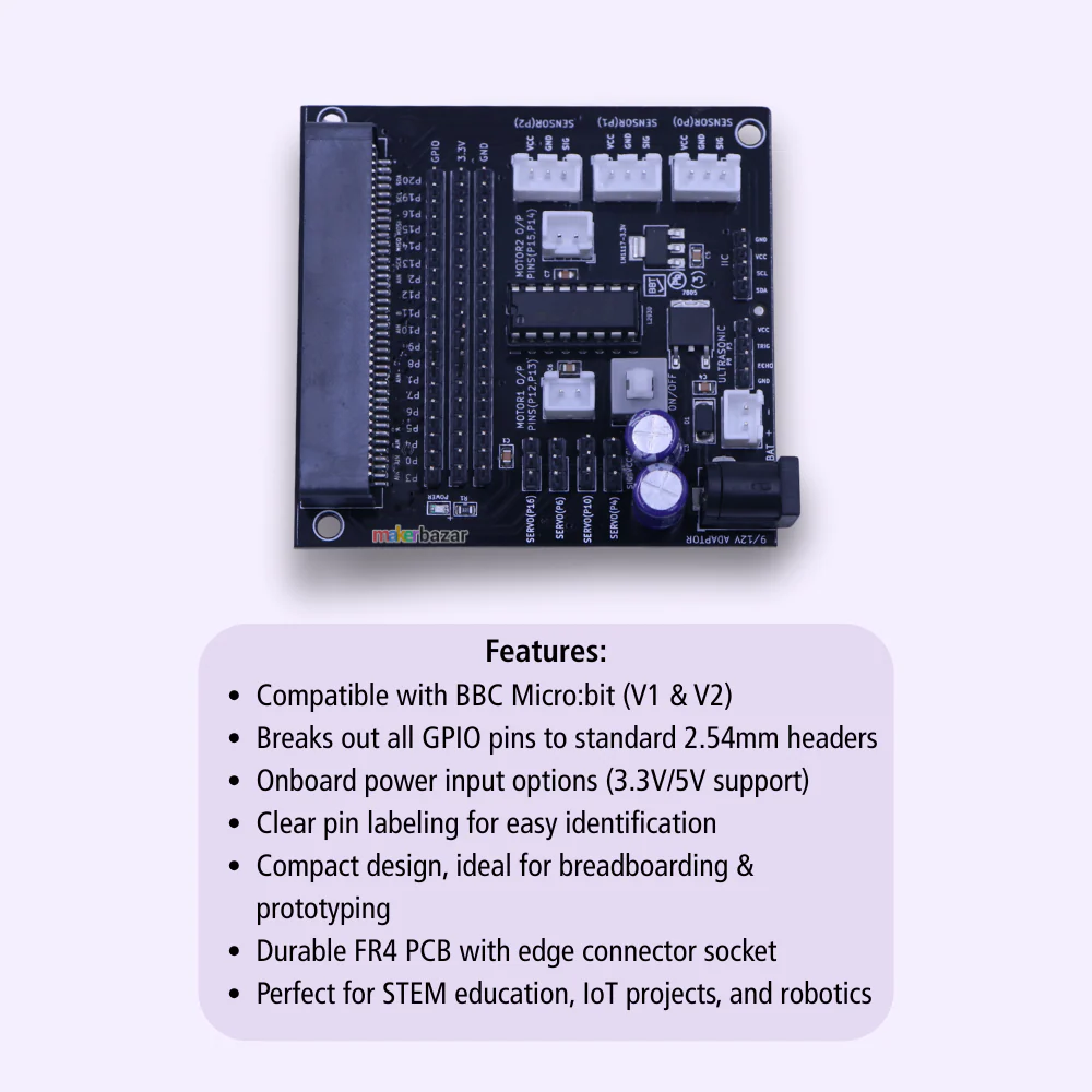 GPIO Expansion Board for Micro:bit Edge Connector Breakout Board [Made-In-India] - Image 2