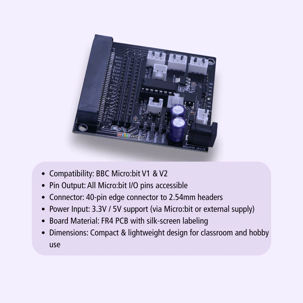 GPIO Expansion Board for Micro:bit Edge Connector Breakout Board [Made-In-India] - Image 3