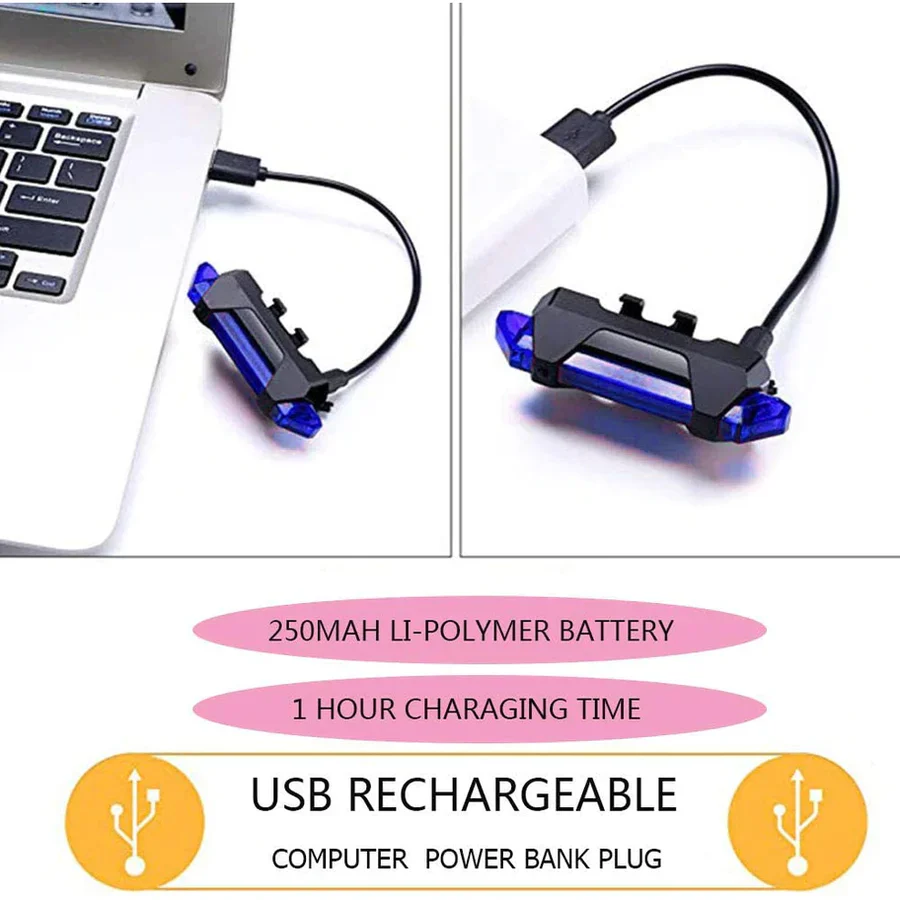 Waterproof USB Rechargeable Bike Light Tail Lamp for Safe Night Cycling - Image 6